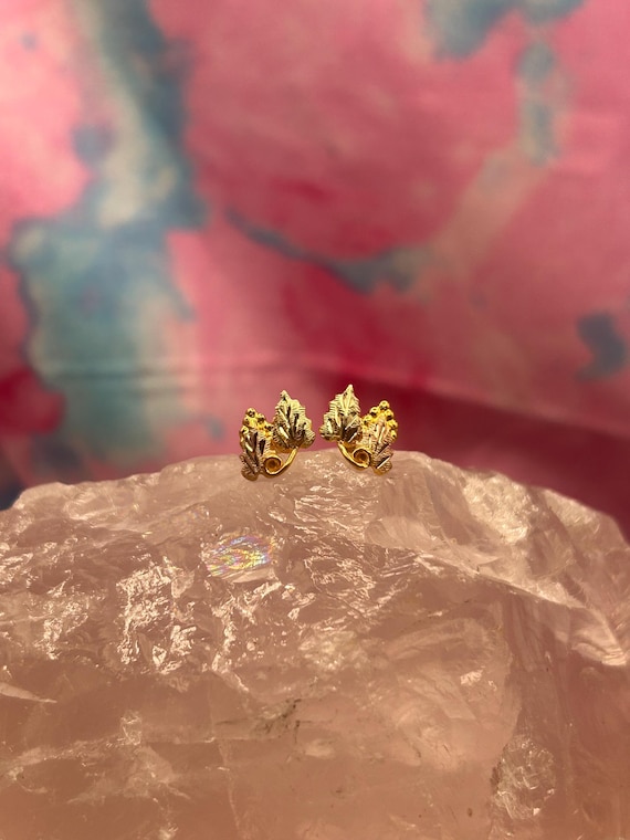 VINTAGE Riddles Gold Company 12k Black Hills Gold Leaf Earrings