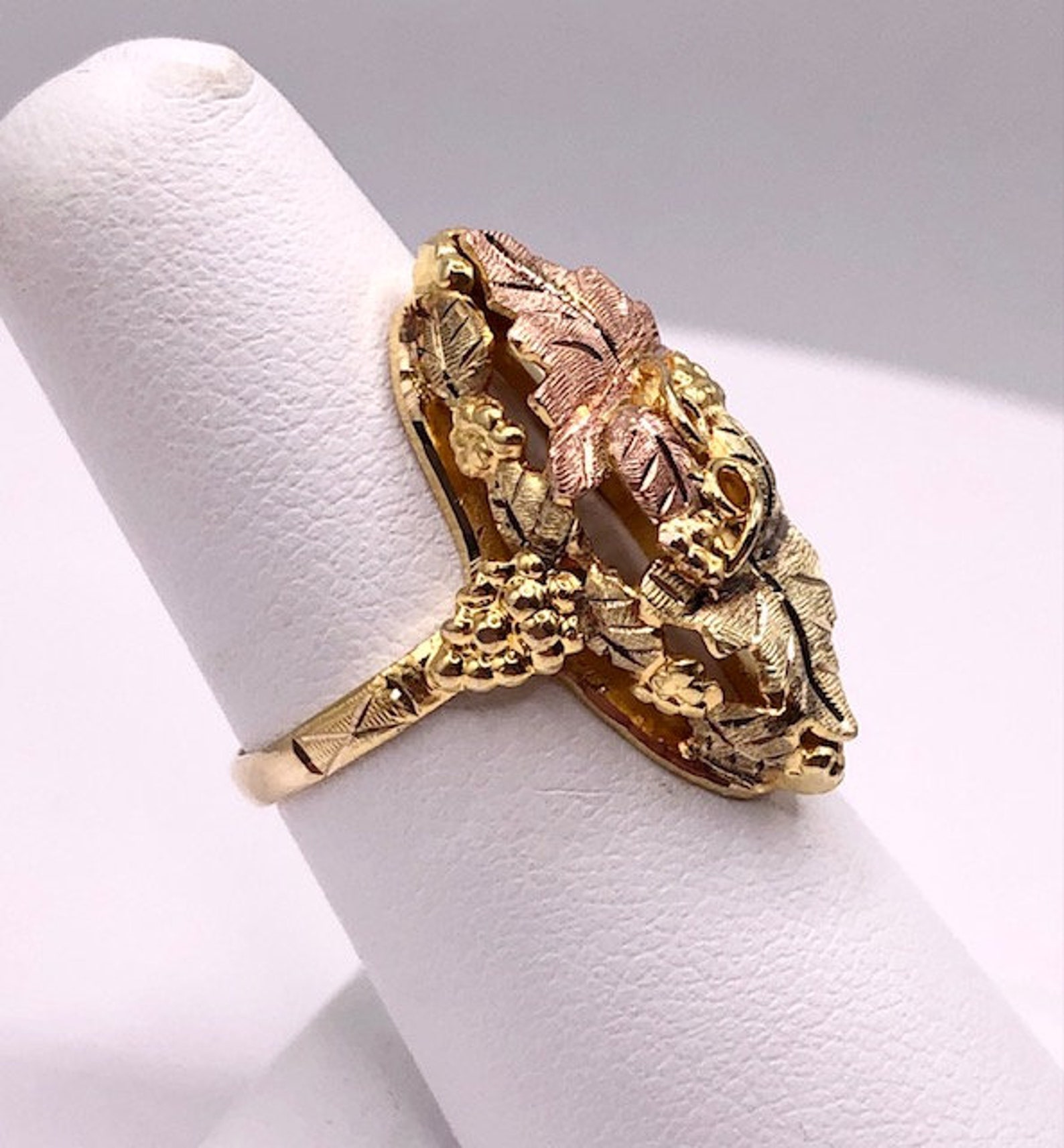 Vintage 12K & 10K Black Hills Gold Ring Size 6 3/4 Etsy