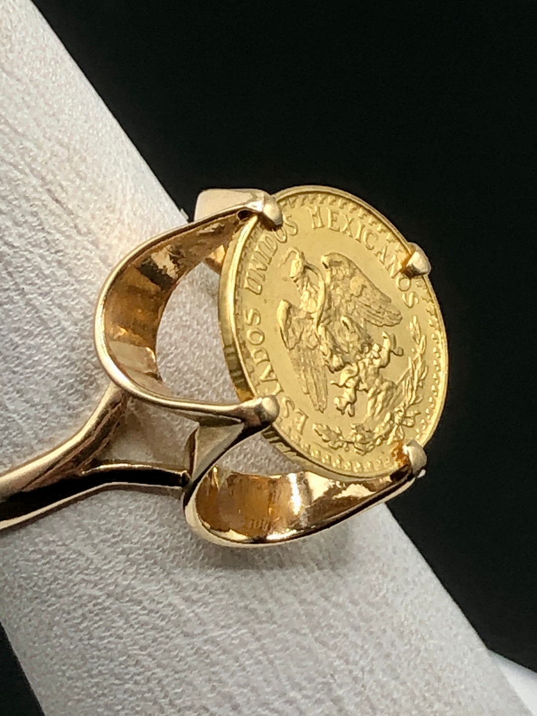 1945 Mexican 2 Peso Gold Coin Ring With 14K Gold Band SIZE 6 1 4 Etsy 1945-mexican-2-peso-gold-coin-ring-with-14k-gold-band-size-6-1-4-etsy