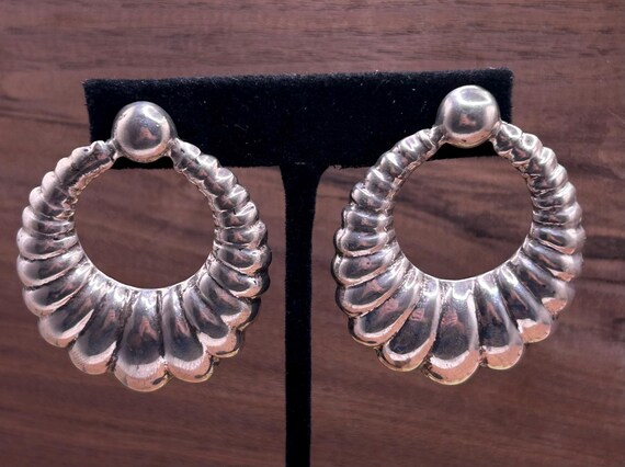 Vintage TAXCO Sterling Silver Stud Hoop Earrings Stamped Mexico TR 