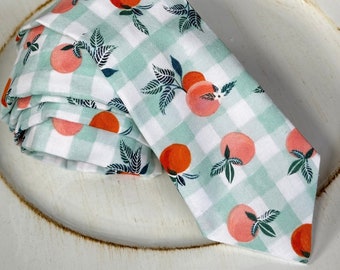 Zitrus-Krawatte-Gingham-Krawatte-Skinny-Krawatte-Orangefarbene Krawatte-Gingham-Krawatte-Krawatten für Männer-Frühlingskrawatte