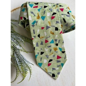Skinny Tie-Free Shipping-Men&#39;s Skinny Tie-Terrazzo- Terrazzo Tie for Men-Green Necktie- Mint green-Mosaic Tie-Mint Green Necktie-Necktie