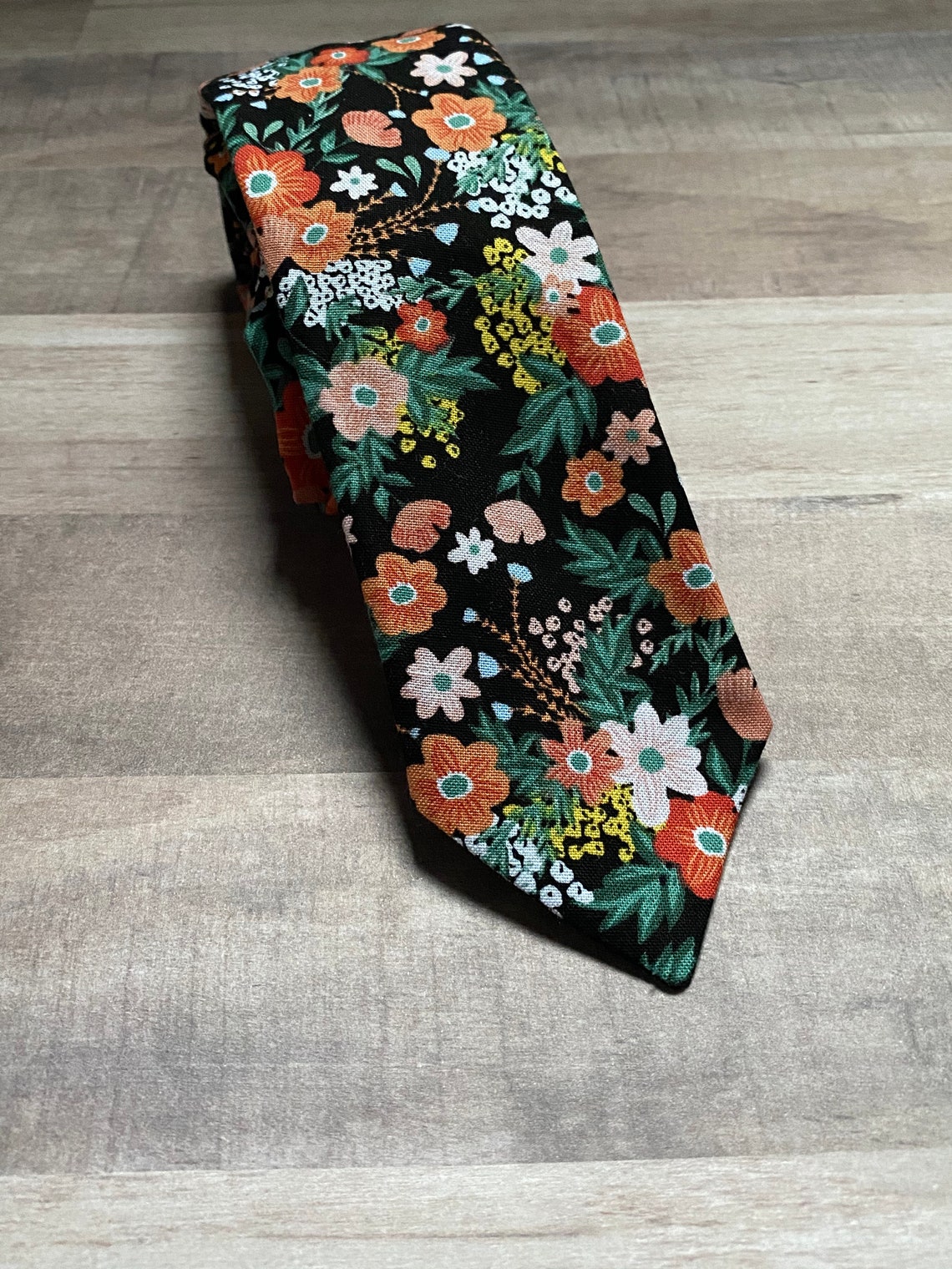 Skinny Tieorange Flower Tieflower Tiefloral Tieties for Etsy