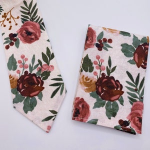 Corbata floral-Corbata flaca-Corbata de flores-Corbata flaca-Corbata floral roja- Corbata de otoño- Envío sin bodas de otoño