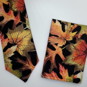 Autumn Tie-Leaf Tie-Fall Print-Skinny Tie-Classic Tie-Mens Necktie-Neckties-Autumn Leaves