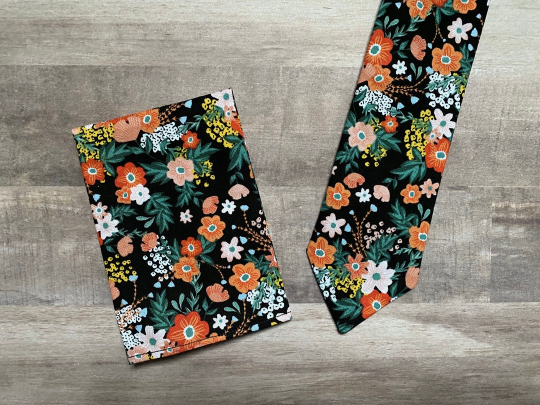 Skinny Tie-orange Flower Tie-flower Tie-floral Tie-ties for Men-classic ...
