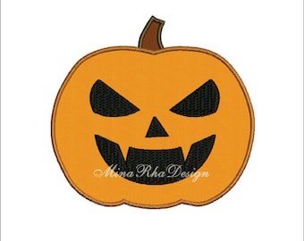 Pumpkin Applique Design Machine Embroidery Instant Download