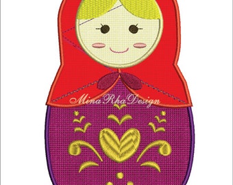 Matryoshka machine embroidery design Russian Doll Instant Download