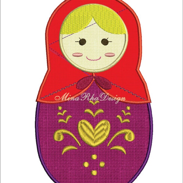 Matryoshka machine embroidery design Russian Doll Instant Download