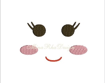 Doll Face Machine Embroidery Design  Instant Download