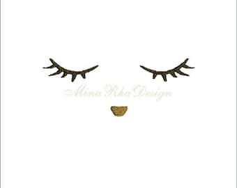 Doll Face Sleeping Face Embroidery Design  Instant Download