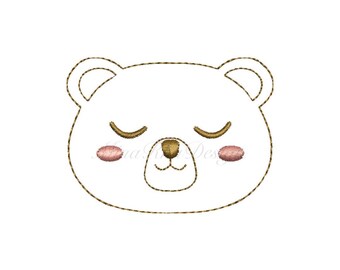 Sleeping Bear Face Embroidery Design