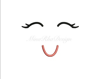 Doll Face Smile Doll Face Embroidery Design  Instant Download
