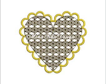 Lace Heart Machine Embroidery Design Instant Download