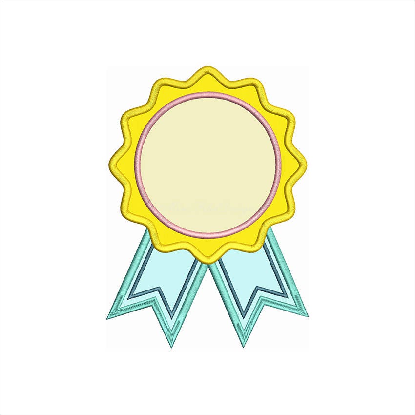 Award Ribbon Applique Embroidery Design Machine Embroidery Etsy