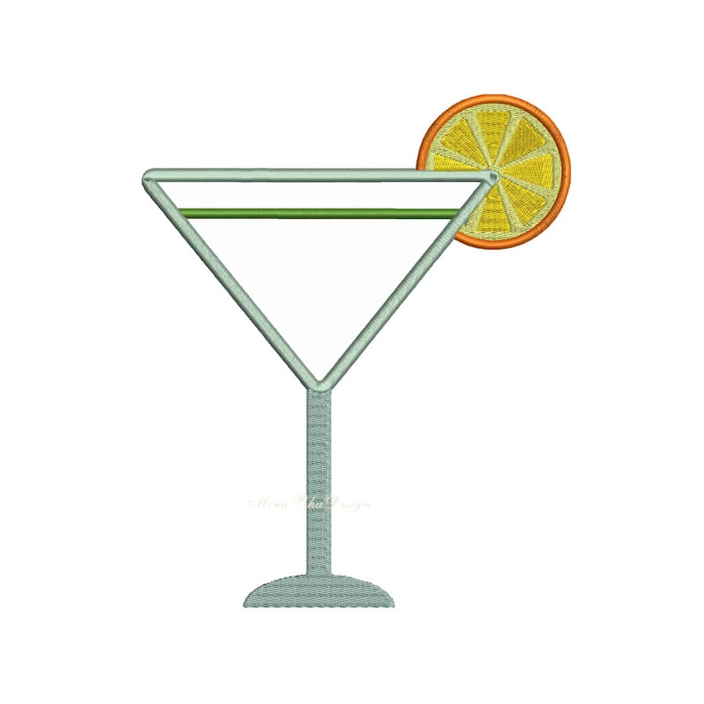 Cocktail Glasses Applique Design Machine Embroidery Etsy