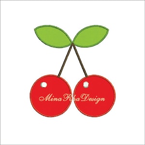 Cherries Fruit Applique Machine Embroidery Design Instant Download