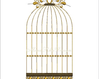Diseño de bordado de máquina de jaula de pájaros Descarga instantánea