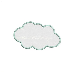 May include: A light blue cloud shape with a white center. The cloud is outlined in a light blue color.