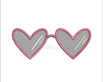 Heart Sunglasses Applique Design Instant Download