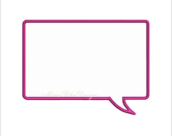 Square Speech Bubble Applique Design Instant Download