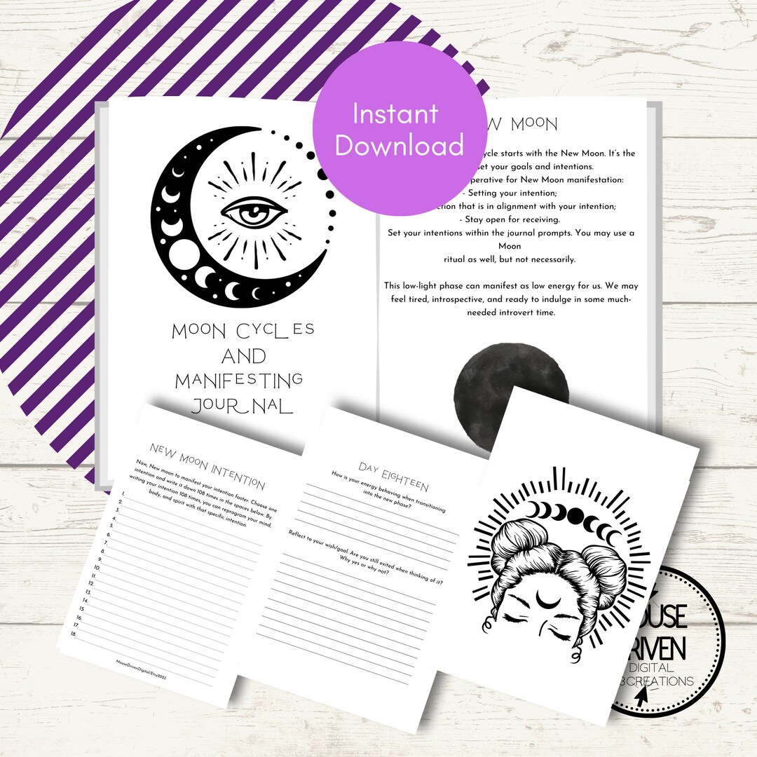 Manifesting With Moon Cycle Notebook Law of Attraction Download ...