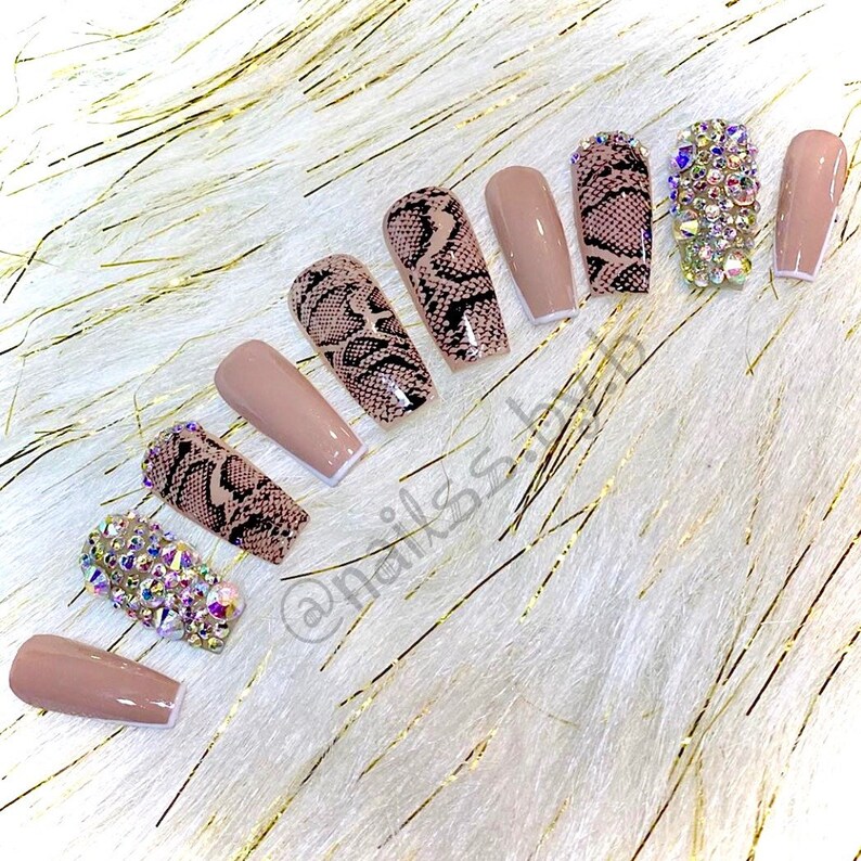 snake skin print nail decals snake skin print on clear etsy