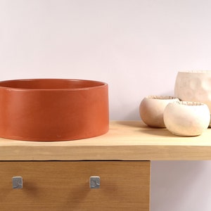 Lavabo rond en terre cuite / Vasque orange / Vasque évier en béton