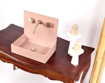 Lavabo avec dosseret, plan de toilette avec dosseret