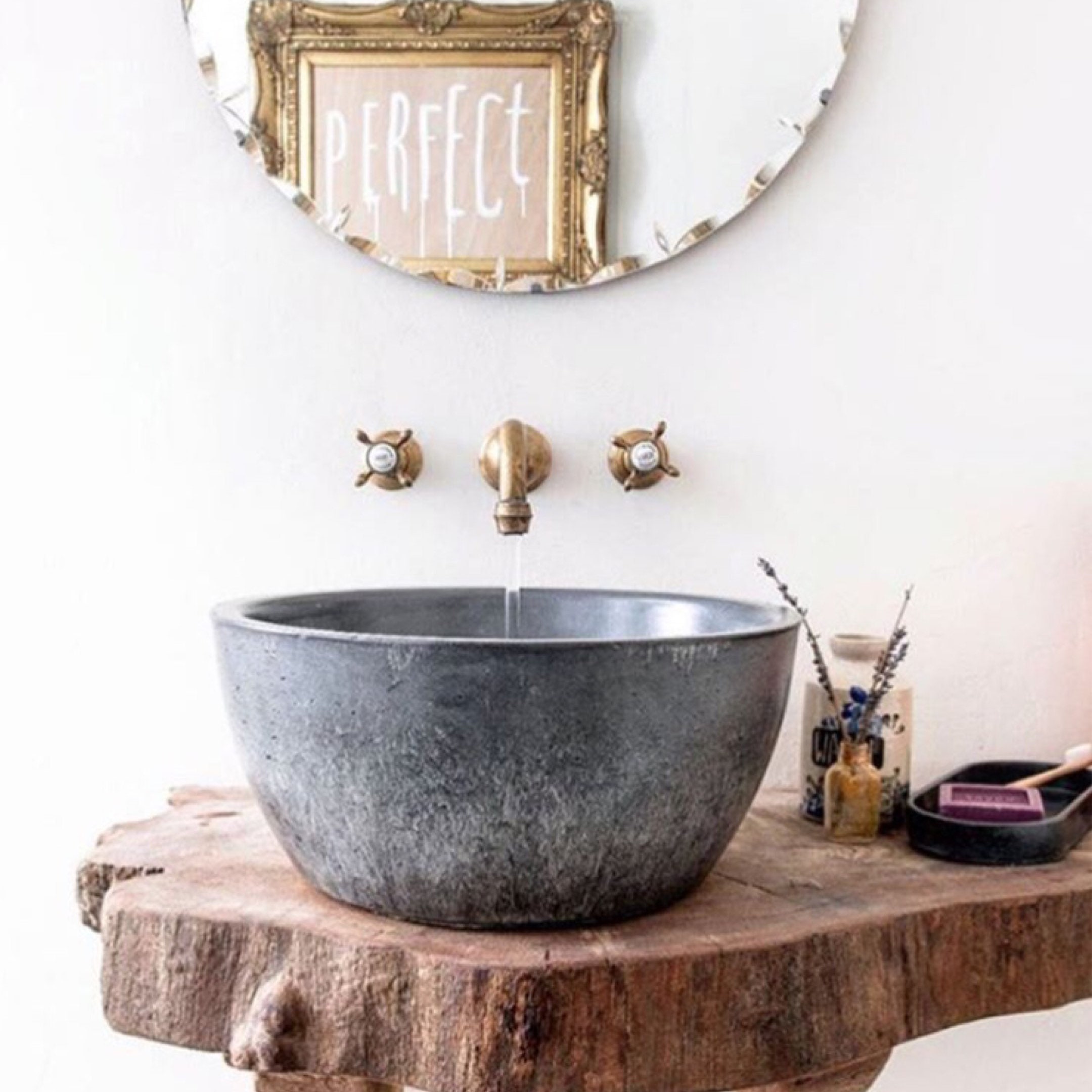 Modern Grey Bathroom Sink / Dark Grey Vessel - Etsy