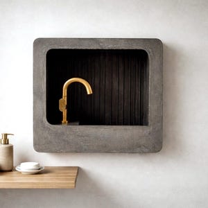 De Tiranti-wastafel – Handgemaakte betonnen badkamerwastafel | Minimaal ontwerp voor wandmontage | Architectonisch modern bekken
