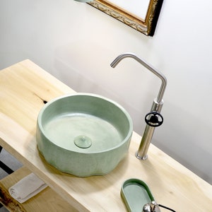 Mediterranean Whimsy : The Olive Inspired Round Asymmetrical Washbasin