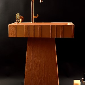 NEW Modern Rectangular Counter Top Wash Basin with Pedestal  , EPITOMI Concrete sink