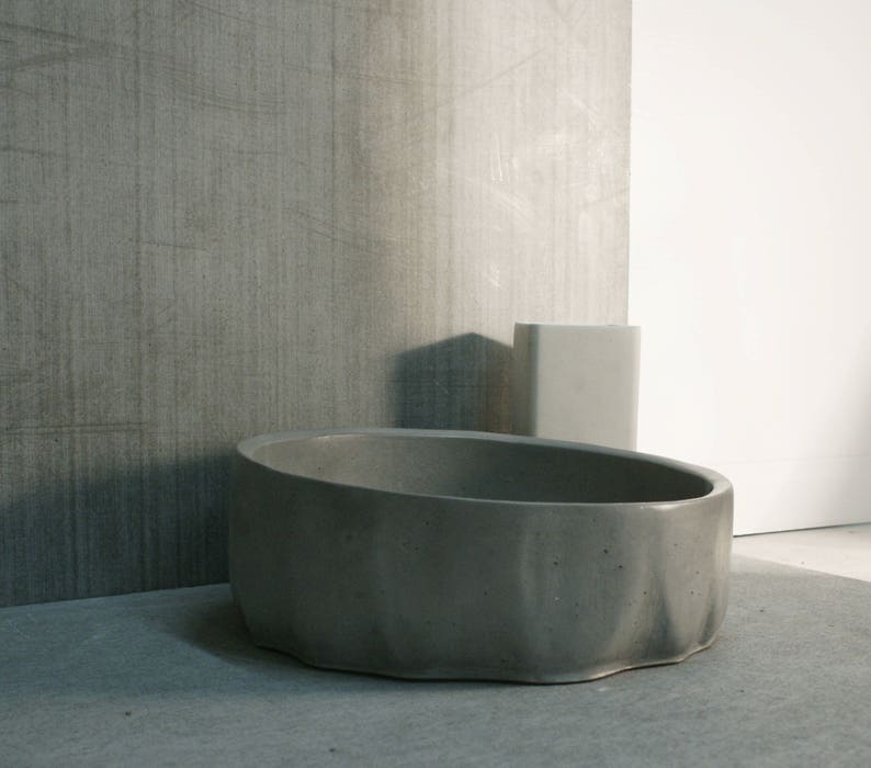 Concrete Sink Round Concrete Vessel Bowl Sink Etsy