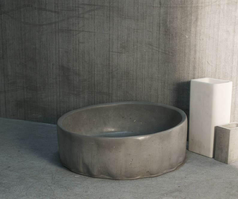 Concrete Sink Round Concrete Vessel Bowl Sink Etsy