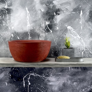 Lavabo de baño de hormigón rojo / Lavabo de color / Lavabo de encimera