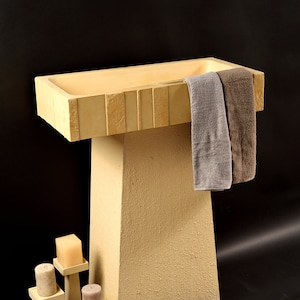 NEW Modern Rectangular Counter Top Wash Basin with Towel Holder , EPITOMI Concrete sink