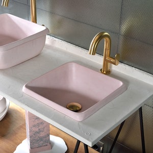 Bathroom Washbasin in Pale Pink, Drop-in Bathroom Sink