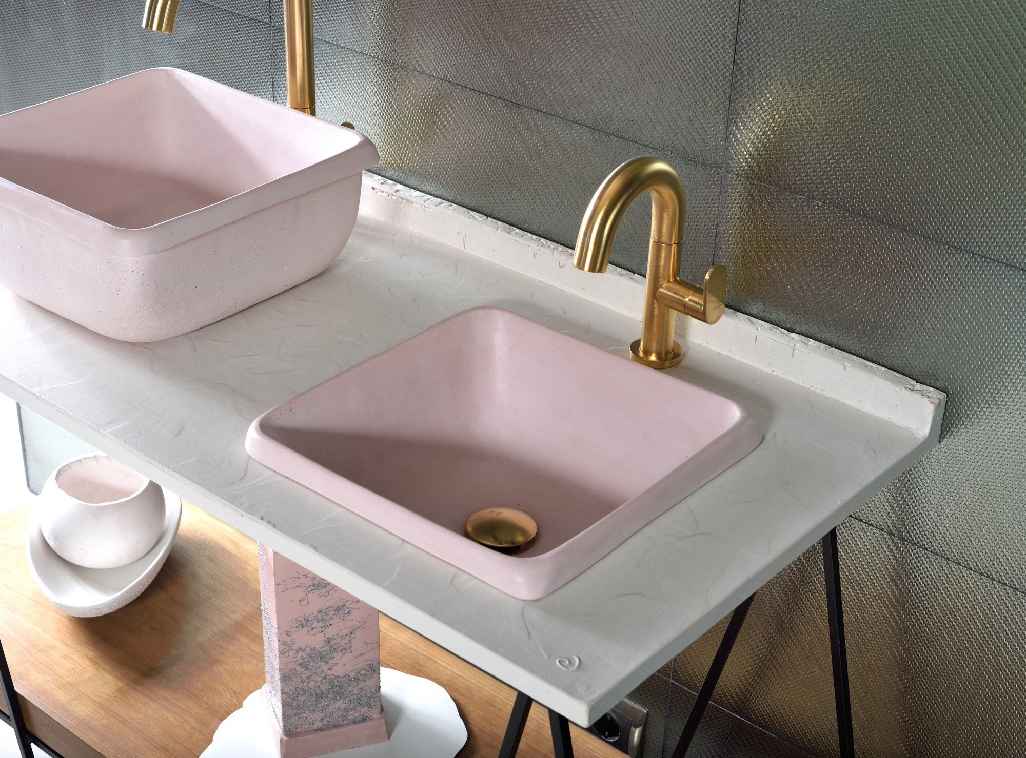 Pale Petal Pink Concrete Bathroom Sink Etsy