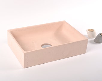 Rectangular Bathroom Sink Pale Pink | Low Price Concrete Sink