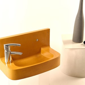 Handmade Concrete Wall-Mounted Sink in Yellow Deep Corn | Vintage Style Reimagined , LUTIL Sink