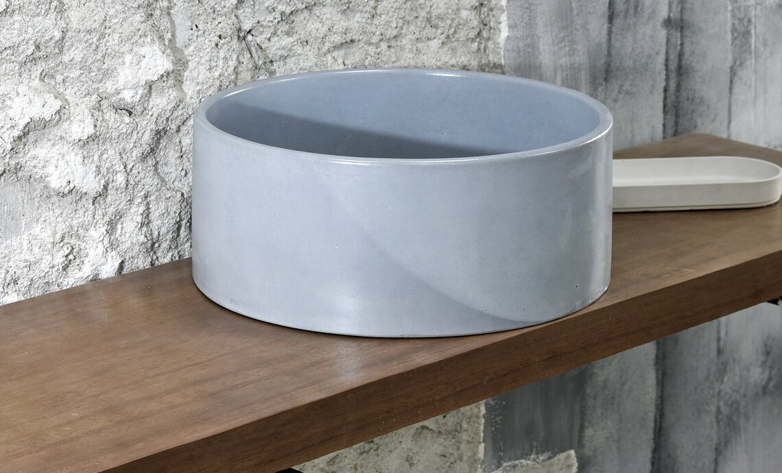Bathroom Sink Sky Blue Color Concrete Vessel Sink Etsy