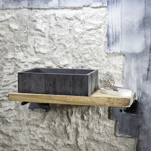 Nature&#39;s Embrace : The Textured Wood Grain Rectangular Washbasin