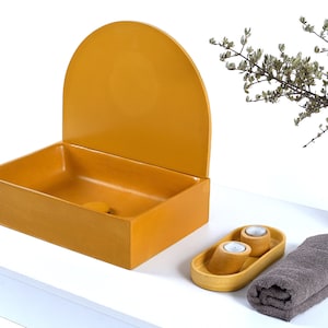 Romantic Rectangular Washbasin with Round Backsplash.