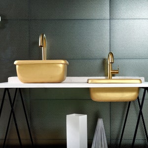 Gold Bathroom Sink , Gold Concrete Vessel
