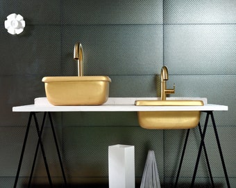 Gold Bathroom Sink , Gold Concrete Vessel