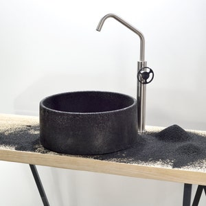 Starry Night : The Enchanting Black Sand and Quartz Washbasin