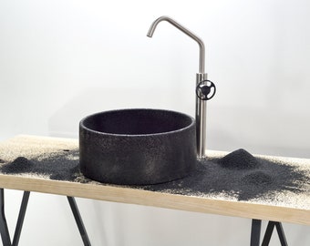 Starry Night : The Enchanting Black Sand and Quartz Washbasin