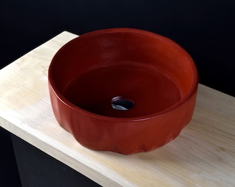 Red Concrete Sink  | Counter Top Wash Basin