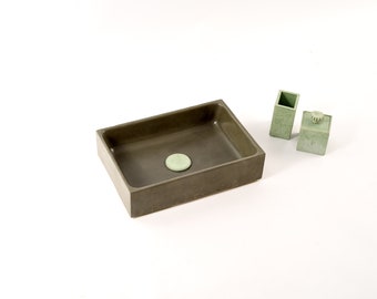 Dark Green Washbasin  / Over mount Concrete sink / PLINT